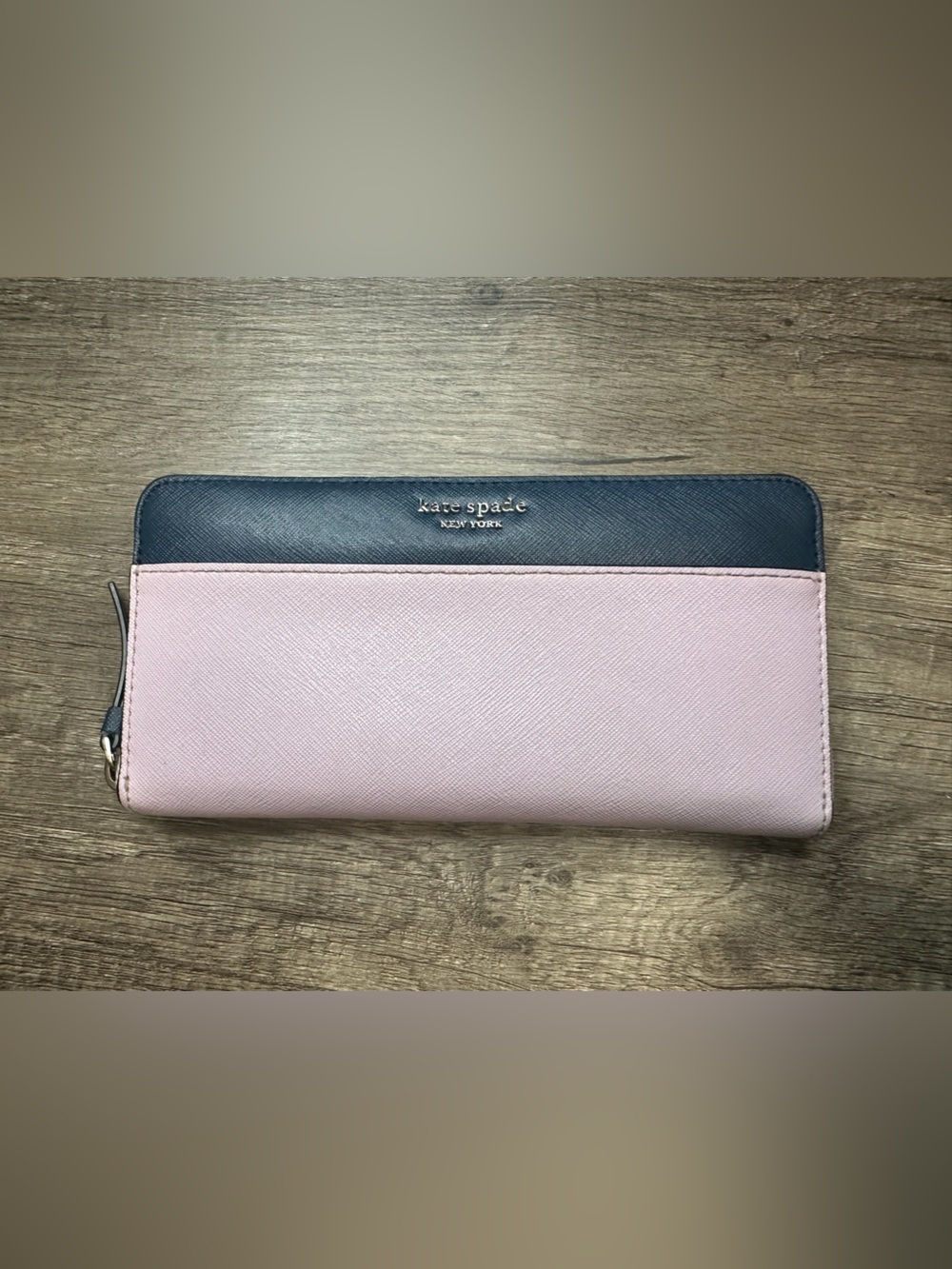 kate spade Two-Tone Lavender and Navy Zip Wallet